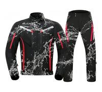 Giacca da motociclista da uomo con equipaggiamento protettivo, impermeabile, tuta da uomo in due pezzi, equipaggiamento protettivo riflettente per viaggi e guida in città Black,XXXL