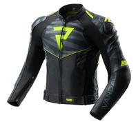 Giacca da motociclista in pelle Rebelhorn Vandal 2 nera-grigia-giallo fluo 48
