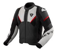 Giacca da motociclista in pelle Revit Automate nera-grigio chiaro 56