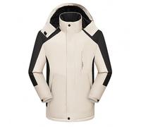 Giacca da neve invernale da donna, giacca da trekking e montagna, giacca a vento, giacca antipioggia per taglie forti, giacca da esterno foderata in pile, Beige, XXL