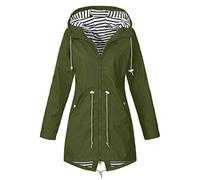 Giacca da Pioggia da Donna Cappotto da Esterno Plus Cappotto da Donna Allentato con Cappuccio Impermeabile Antivento Solido Prendi Paga Dopo