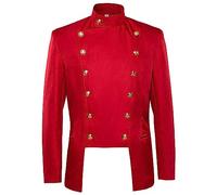 Giacca da principe medievale da uomo, giacca doppiopetto, blazer per Halloween, Natale, cosplay, rinascimentale, retrò, letterario, gioco di ruolo, gotico, vintage, performance outfit, A#1-rosso, S
