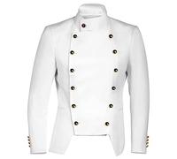 Giacca da principe medievale da uomo, giacca doppiopetto, blazer per Halloween, Natale, cosplay, rinascimentale, retrò, letterario, gioco di ruolo, gotico, vintage, performance outfit, A#2-bianco, L