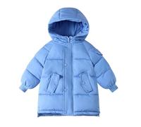Giacca da ragazzo con tasche con cerniera a manica lunga cappotto antivento autunno-inverno caldo parka con cappuccio leggero giacca per bambini ragazza ragazzo all'aperto abbigliamento, Blu cielo., 7