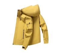 Giacca da sci da uomo 2026, invernale, termica, con cappuccio, per escursionismo e snowboard, Giallo, 5XL