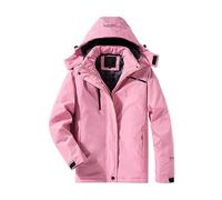 Giacca da sci da uomo e da donna, antivento, giacca antipioggia per uomo cappotto invernale da neve plus size gilet per le donne 3 volte con cappuccio, rosa, 3XL