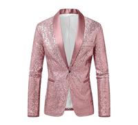 Giacca da sera con paillettes per cocktail, smoking da sposa o da notte Ideale per serate formali. Perfetto per una cena di Gala o un matrimonio., Rosa, L