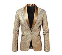 Giacca da sera con paillettes per cocktail, smoking da sposa o da notte Ideale per serate formali. Perfetto per una cena di Gala o un matrimonio., oro, L