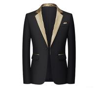 Giacca da smoking da uomo con paillettes con un bottone per blazer da palcoscenico (2XL oro)