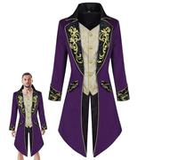 Giacca da smoking da uomo, stile steampunk, comodo, gotico medievale, cappotto vittoriano, costume vintage per Halloween, costume da bestia, costume da vampiro, costume da re