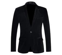 Giacca da Smoking in Velluto per Uomo, Blazer con Revers a Lancia, Abito con Un Bottone, Abito da Ballo, Matrimonio, Cena, Nero, Taglia 3XL