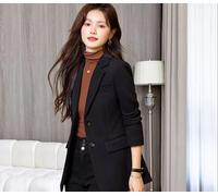 Giacca da Tailleur Blazer Donna Ufficio Elegante Nero Raso Bottone 21006