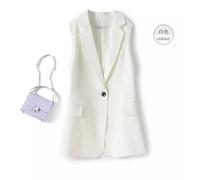 Giacca da Tailleur Blazer Gilet Donna Ufficio Slim Elegante Bianco Over 78236
