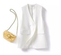 Giacca da Tailleur Blazer Gilet Donna Ufficio Slim Elegante Bianco Over 78237