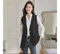 Giacca da Tailleur Blazer Gilet Donna Ufficio Slim Elegante Nero Over 78229