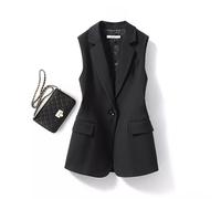 Giacca da Tailleur Blazer Gilet Donna Ufficio Slim Elegante Nero Over 78235