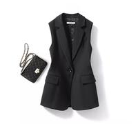 Giacca da Tailleur Blazer Gilet Donna Ufficio Slim Elegante Nero Over 78236