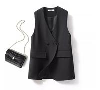 Giacca da Tailleur Blazer Gilet Donna Ufficio Slim Elegante Nero Over 78237