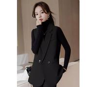 Giacca da Tailleur Blazer Gilet Donna Ufficio Slim Elegante Nero Over 78972