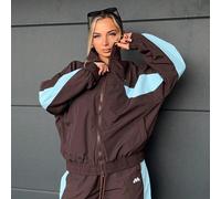 Giacca da tuta oversize con colletto in nylon, con pannelli a contrasto e chiusura lampo completa, solo per primavera, The Book Shop, oversize, aeroporto, sportivo, festival, autunno, inverno, ritorno