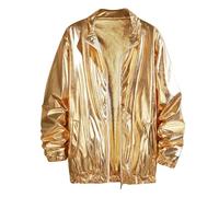 Giacca da uomo 2025 giacca da uomo primavera e autunno sottile giacca solare luminosa costume da palco giovane cappotto in pelle scamosciata superiore allentata, Oro, L