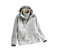 Giacca da uomo 3 in 1 per primavera-autunno: antivento, traspirante, idrorepellente, versatile, elegante, ideale per diverse occasioni, resistente alle pieghe e durevol(Size:5XL,Color:Grigio argento)