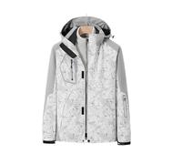 Giacca da uomo 3 in 1 per primavera-autunno: antivento, traspirante, idrorepellente, versatile, elegante, ideale per diverse occasioni, resistente alle pieghe e d(Size:XL,Color:Bianco-Grigio mimetico)