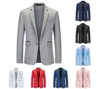 Giacca da uomo a maniche lunghe, blazer slim fit con un bottone, giacca casual a tinta unita Blazer premium e lussuoso, elegante e da gentiluomo, abiti formali da lavoro con tasche per uomo, rosa, S