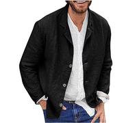 Giacca da uomo a maniche lunghe, con bottoni, in mussola, blazer in cotone e lino, per il tempo libero, tinta unita, casual, giacca da lavoro alla moda, abbigliamento da lavoro largo, abbigliamento