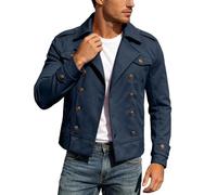 Giacca da uomo a maniche lunghe con colletto a risvolto, chiusura con un solo bottone, stile business, vestibilità ampia, abbigliamento esterno per il tempo libero, le vacanze e l'uso quotidiano, blu