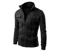 Giacca da uomo a maniche lunghe, per autunno e inverno, per le mezze stagioni, giacca cargo da uomo, giacca sportiva leggera, con chiusura lampo, slim fit, giacca invernale classica con colletto alto
