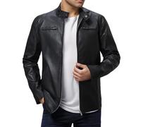 Giacca da Uomo alla Moda Giacca da Equitazione per Motociclista di Alta qualità Giacca Anti con Cerniera Antipioggia Girocollo con Doppia Tasca Cappotto Moderno