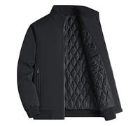 Giacca da uomo alla moda spessa in pile invernale foderata in caldo cappotto con colletto con cerniera tasca parka da lavoro cargo giacca a vento, Cotone nero, 8XL