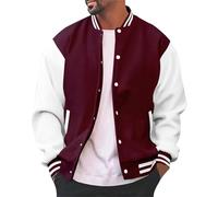 Giacca da Uomo Basic College Jackets per Uomo,Unisex,per Le Mezze Stagioni,Giacca Sportiva Varsity Jacket Patchwork Baseball, Colletto Alto,Streetwear,per Il Tempo Libero,Moda