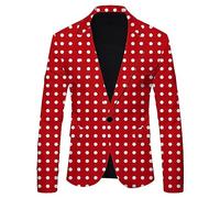Giacca da uomo blazer a righe, slim fit, a quadri, casual, business, moderno, elegante, con 1 bottoni, con colletto a risvolto, stile britannico, giacca moderna, Colore: rosso, M