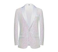 Giacca da uomo blazer outfit per lavoro formale modesto cocktail paillettes Bling Glitter Basic autunno inverno 2025, U-541 Bianco, S