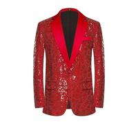 Giacca da uomo blazer outfit per lavoro formale modesto cocktail paillettes Bling Glitter Basic autunno inverno 2025, U-541 Rosso, S
