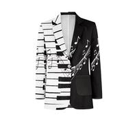 Giacca da uomo casual a maniche lunghe, giacca sportiva con bottone e tasca, taglie S-5XL, Nota musicale per pianoforte, XL