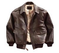 Giacca da uomo Casual and Fashionable Leather Jacket Motorcycle Collar Jacket Flight Jacket Uomo Giacche Softshell, cachi, M