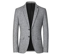 Giacca da uomo casual, moderna, blazer con 2 bottoni, per il tempo libero, slim fit, comoda, da lavoro, elegante, per smoking quotidiano, taglie grandi, sportiva, tinta unita, grigio., XL