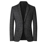 Giacca da uomo casual, moderna, blazer con 2 bottoni, per il tempo libero, slim fit, comoda, da lavoro, elegante, per smoking quotidiano, taglie grandi, sportiva, tinta unita, Nero , XXXL