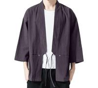 Giacca da uomo classica giapponese kimono haori, T-shirt da uomo samurai ninja anime, kimono corto, biancheria da notte, blusa kimono giapponese, top da uomo giapponese happi haori, giacca estiva
