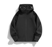 Giacca da uomo con blocco colorato patchwork Softsheli, giacca invernale con cappuccio, antivento, con tasche, impermeabile, giacca da trekking da uomo, giacca da montagna, comoda giacca da sci, Nero