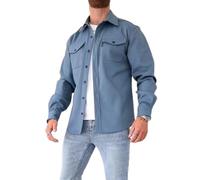 Giacca da uomo con bottoni, giacche casual ed eleganti, camicia casual per giovani uomini, Azzurro, M
