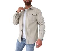 Giacca da uomo con bottoni, giacche casual ed eleganti, camicia casual per giovani uomini, beige, XXL