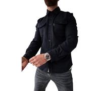 Giacca da uomo con bottoni, giacche casual ed eleganti, camicia casual per giovani uomini, blu, M