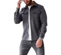 Giacca da uomo con bottoni, giacche casual ed eleganti, camicia casual per giovani uomini, grigio., L