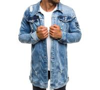 Giacca da Uomo con Bottoni in Denim Giacca da Uomo di Design da Uomo Cappotto Stile Classico Vintage Giacca di Jeans alla Moda a Maniche Lunghe Giacca in Denim strappato Giacca Giacche Tinta Unita