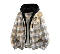 Giacca da uomo con cappuccio in due pezzi per la primavera e l'autunno, comoda lana, Beige, XXL