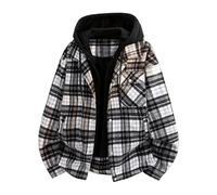 Giacca da uomo con cappuccio in due pezzi per la primavera e l'autunno, comoda lana, Nero , XXL